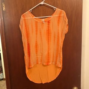 Studio Y Orange Tie-Dye Top with High-Low Hem